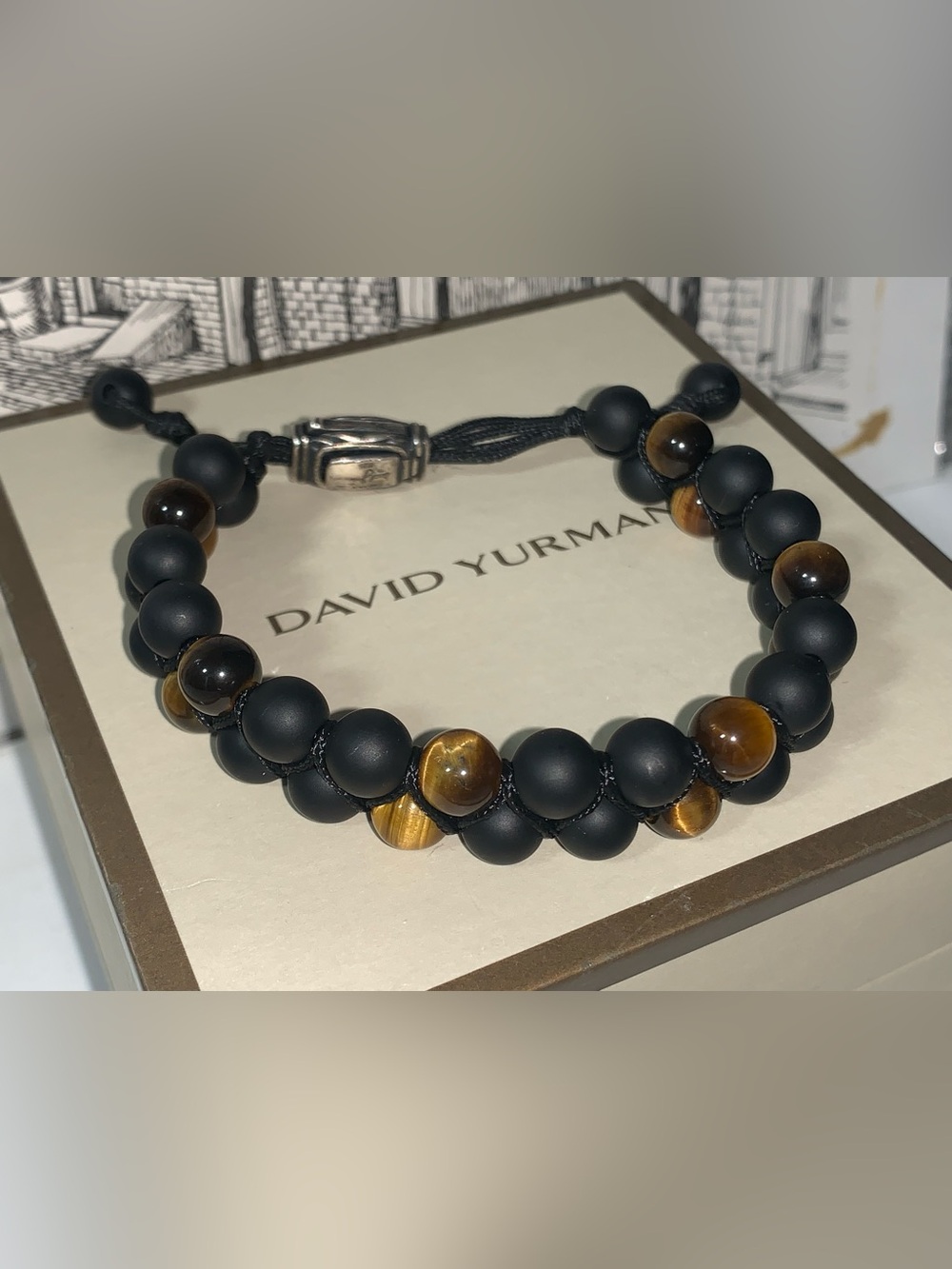 David Yurman Spiritual Beads Two-Row Woven Bracelet w/ Black Onyx & Tiger's Eye - Picture 12 of 16